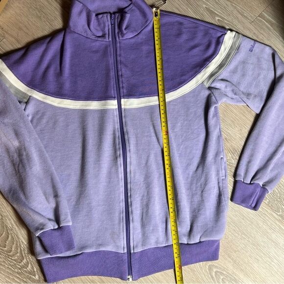 Vtg 70s 80s Wilson’s Pastel Lavender Purple color block Full Zip Track Jacket L - Picture 10 of 12